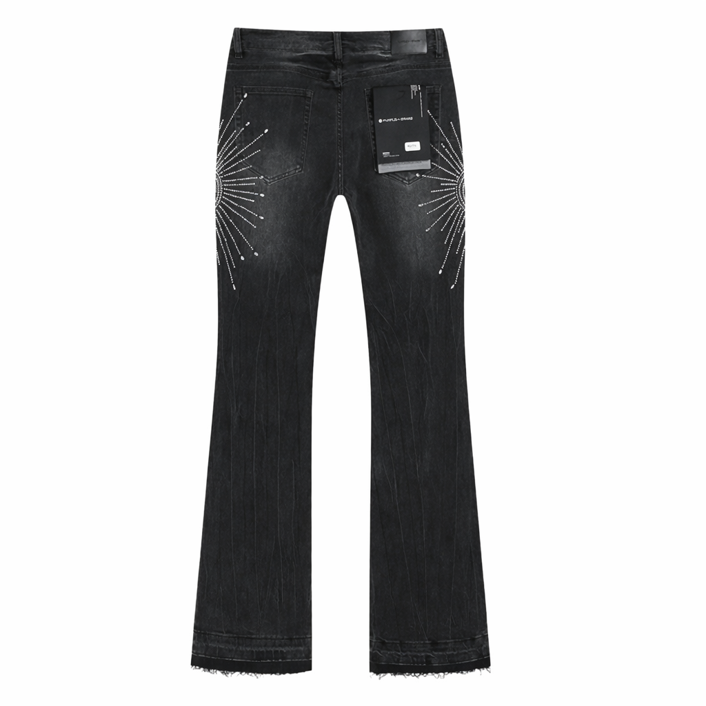 Floral Rhinestone Flare Jeans