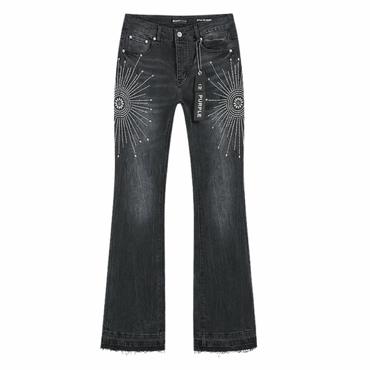 Floral Rhinestone Flare Jeans