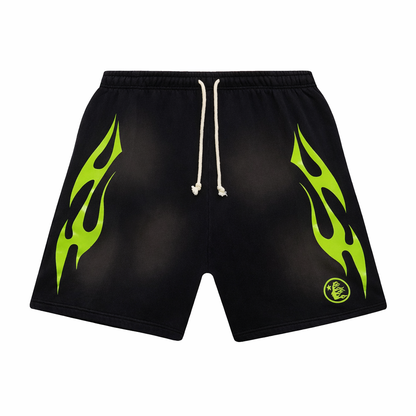 Hellstar Flame Shorts Green