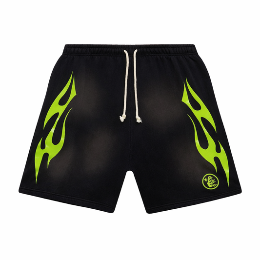 Hellstar Flame Shorts Green