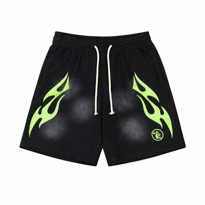 Hellstar Flame Shorts Green