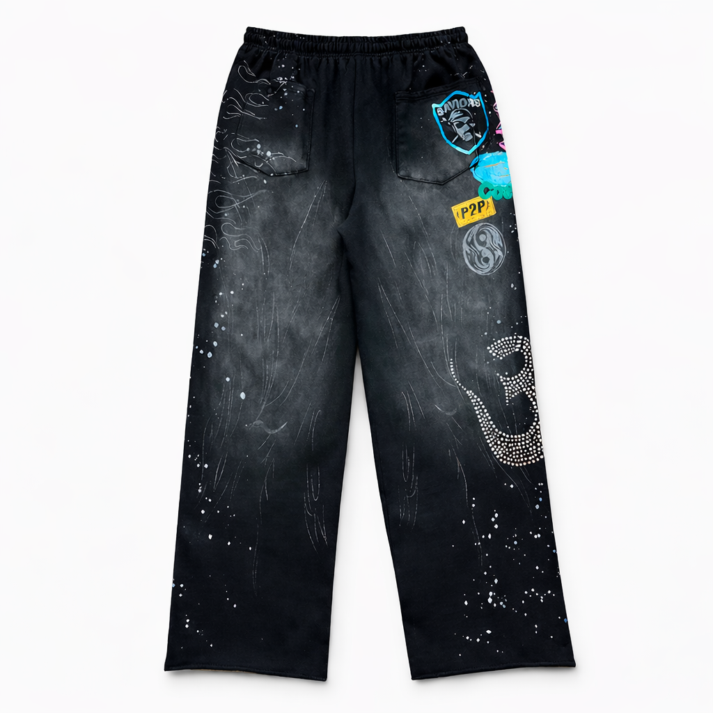 Black Graphic Sweatpants
