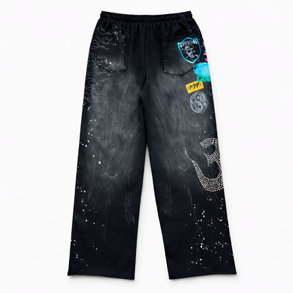 Black Graphic Sweatpants