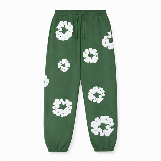 Green Floral Sweatpants