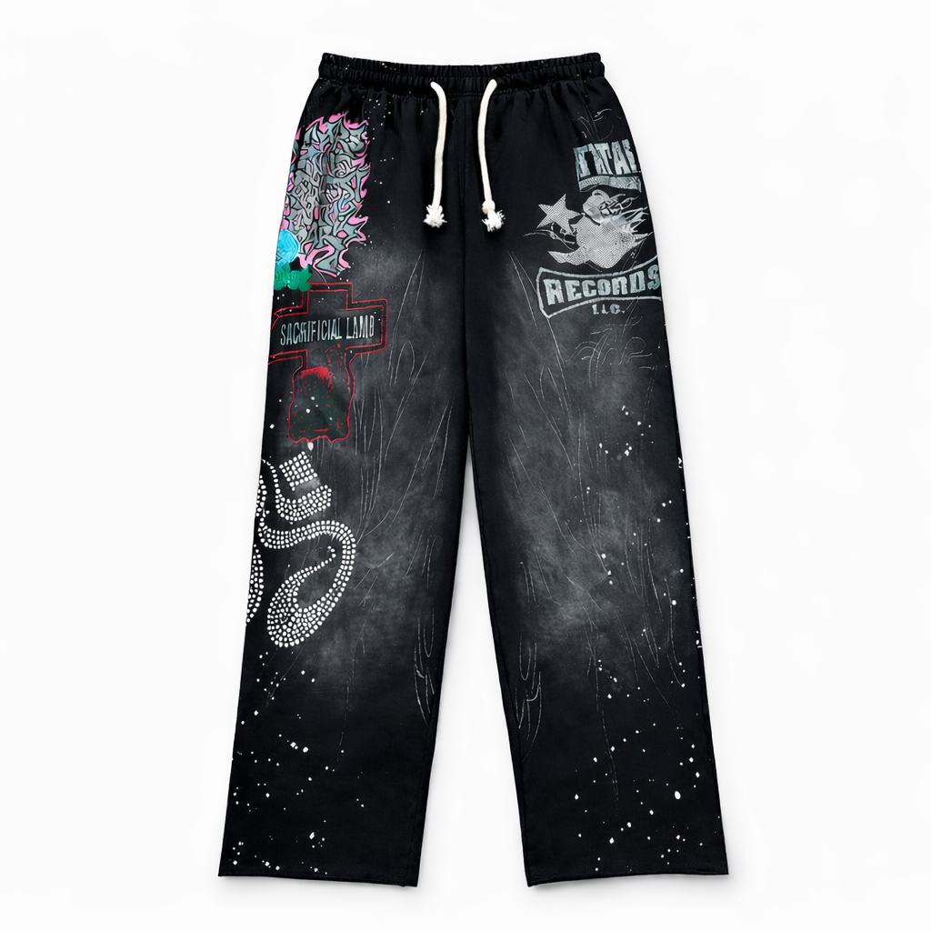 Black Graphic Sweatpants