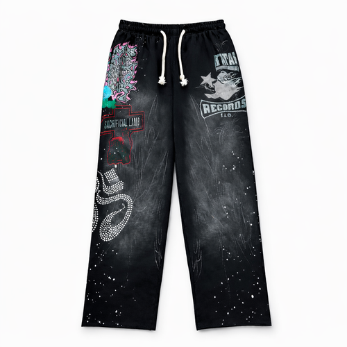 Black Graphic Sweatpants