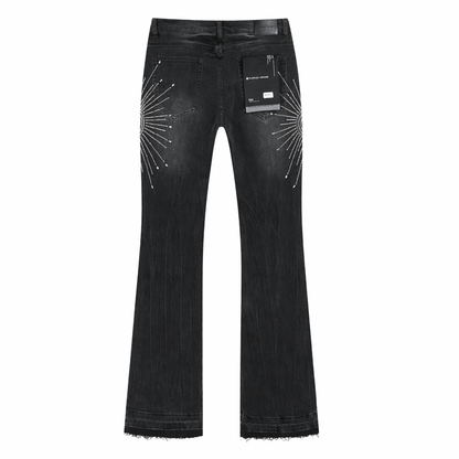 Floral Rhinestone Flare Jeans