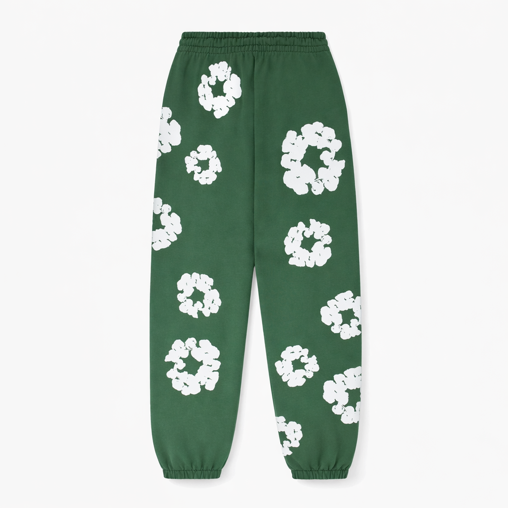 Green Floral Sweatpants