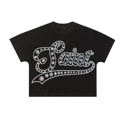 PAINT SCRIPT RHINESTONE TEE